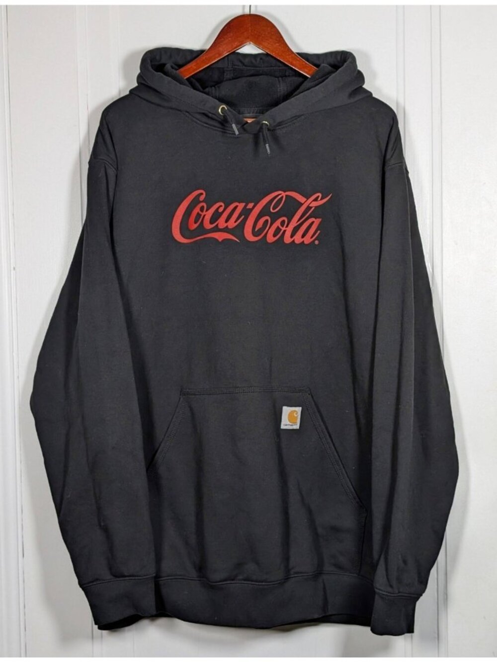 Carhartt Coca-Cola Pullover Hoodie Loose Fit Size XL Black Unisex Sweatshirt